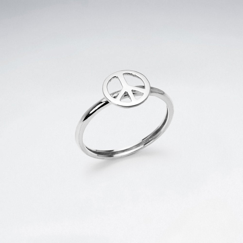 Sterling Silver Peace Sign Cutout Ring