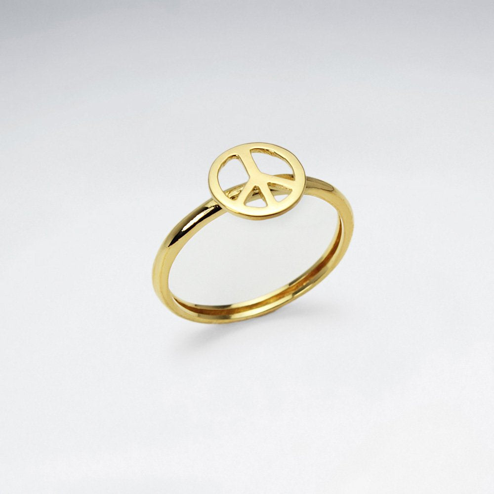 Sterling Silver Peace Sign Cutout Ring