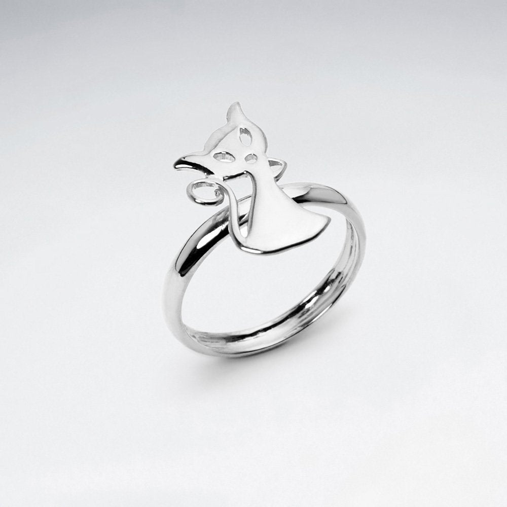 Sterling Silver Feline Silhouette Ring