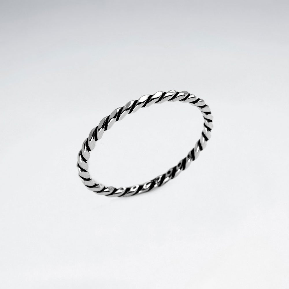 Oxidized Silver Twist Band Ring