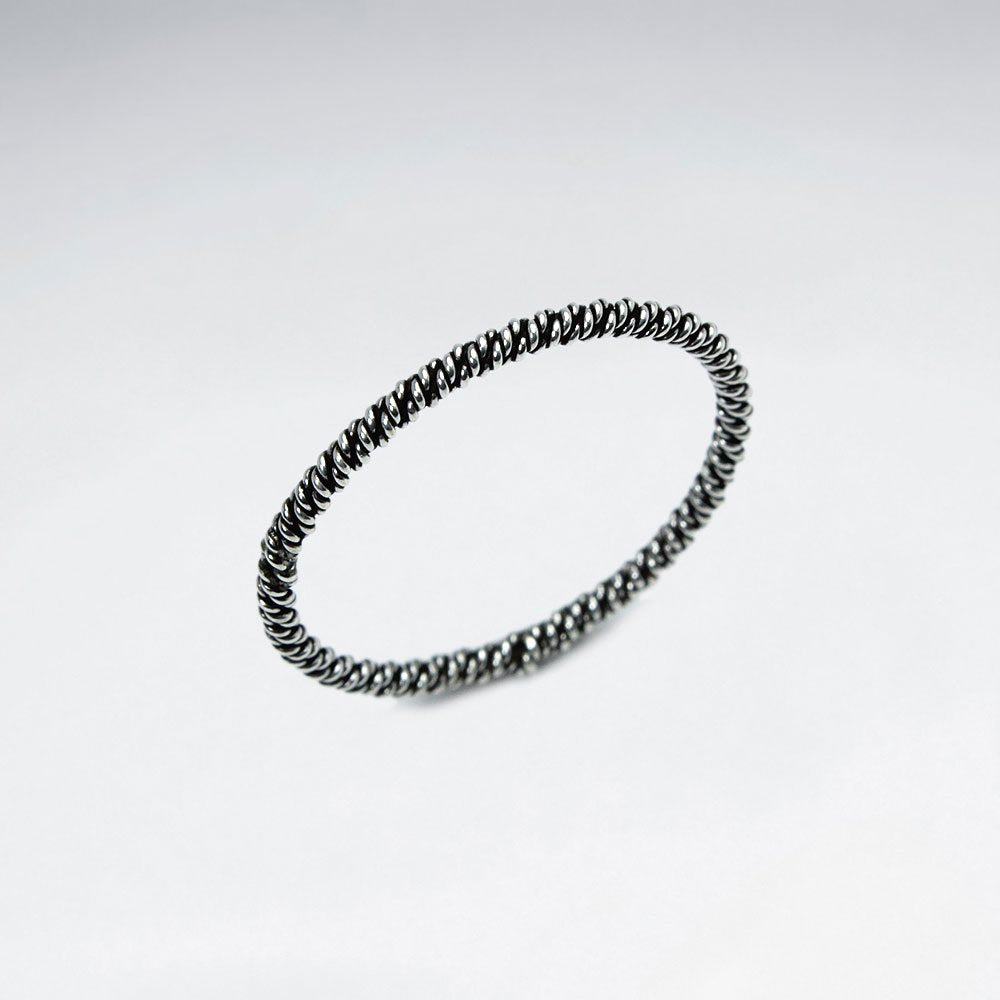Max Style Oxidized Silver Textured Band Ring