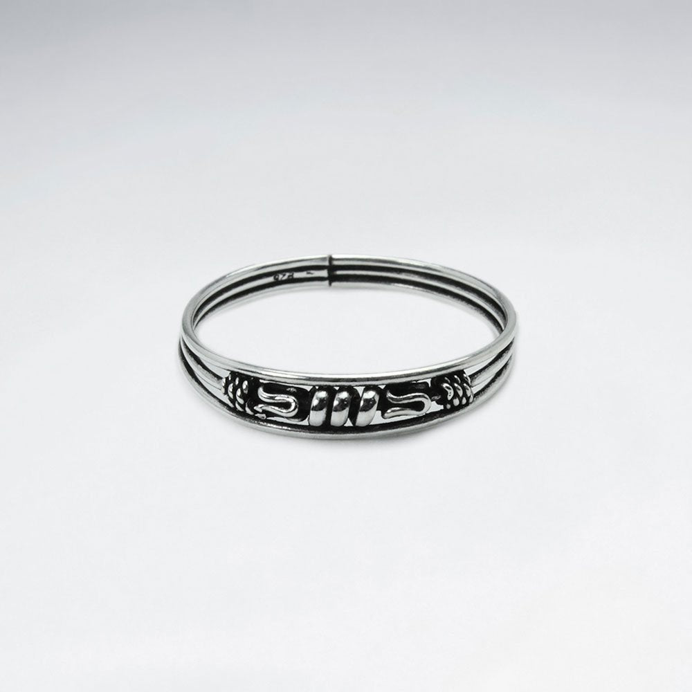 Poetic Form Detailed Oxidized Silver Ring