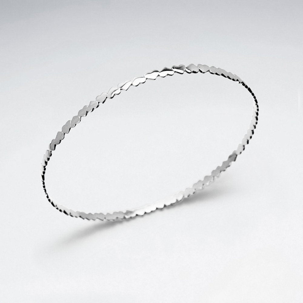 Hearts Silhouette Motif Sterling Silver Bangle Bracelet