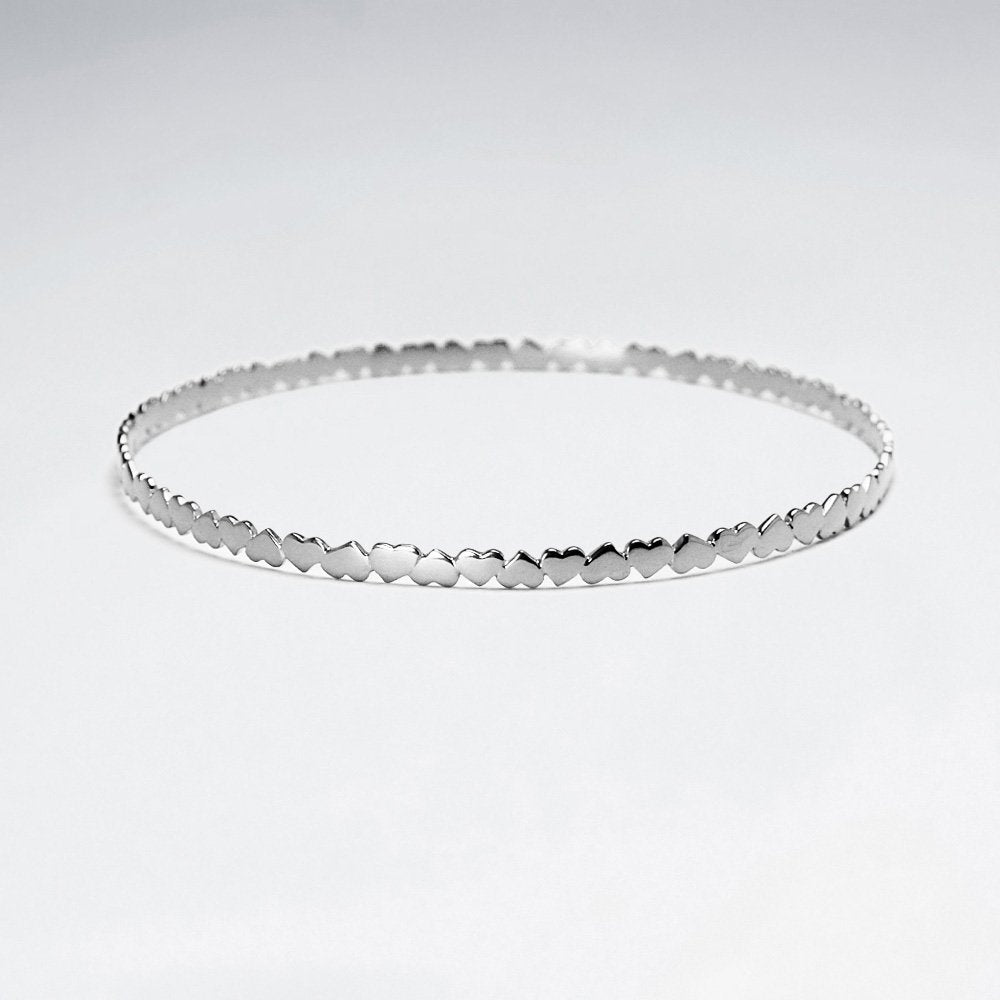 Hearts Silhouette Motif Sterling Silver Bangle Bracelet