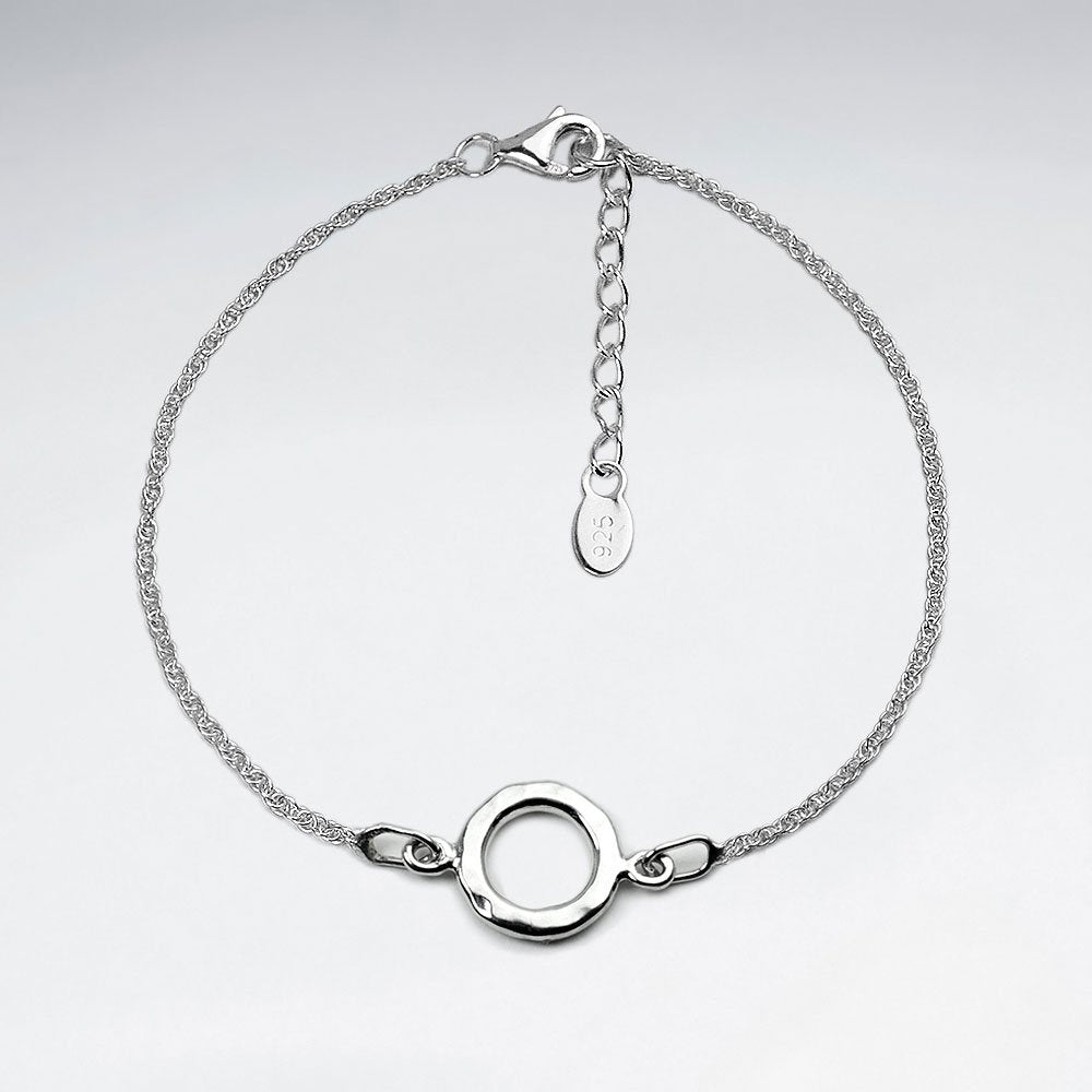 Circle Charm Cutout Bracelet in Sterling Silver