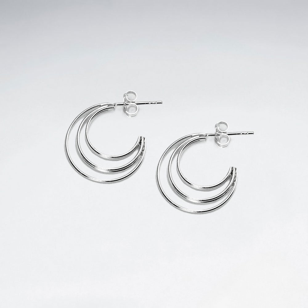 Crescent Moons Sterling Silver Wirework Earrings