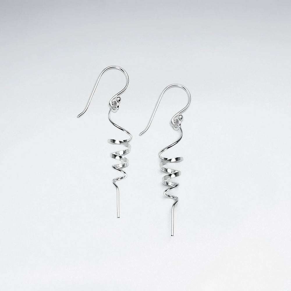 Tapered Spiral Sterling Silver Dangle Earrings