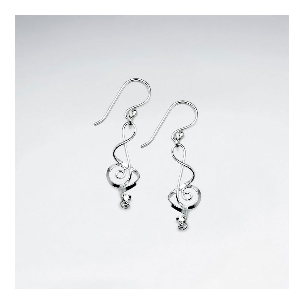 Musical Note Openwork Sterling Silver Dangle Earrings