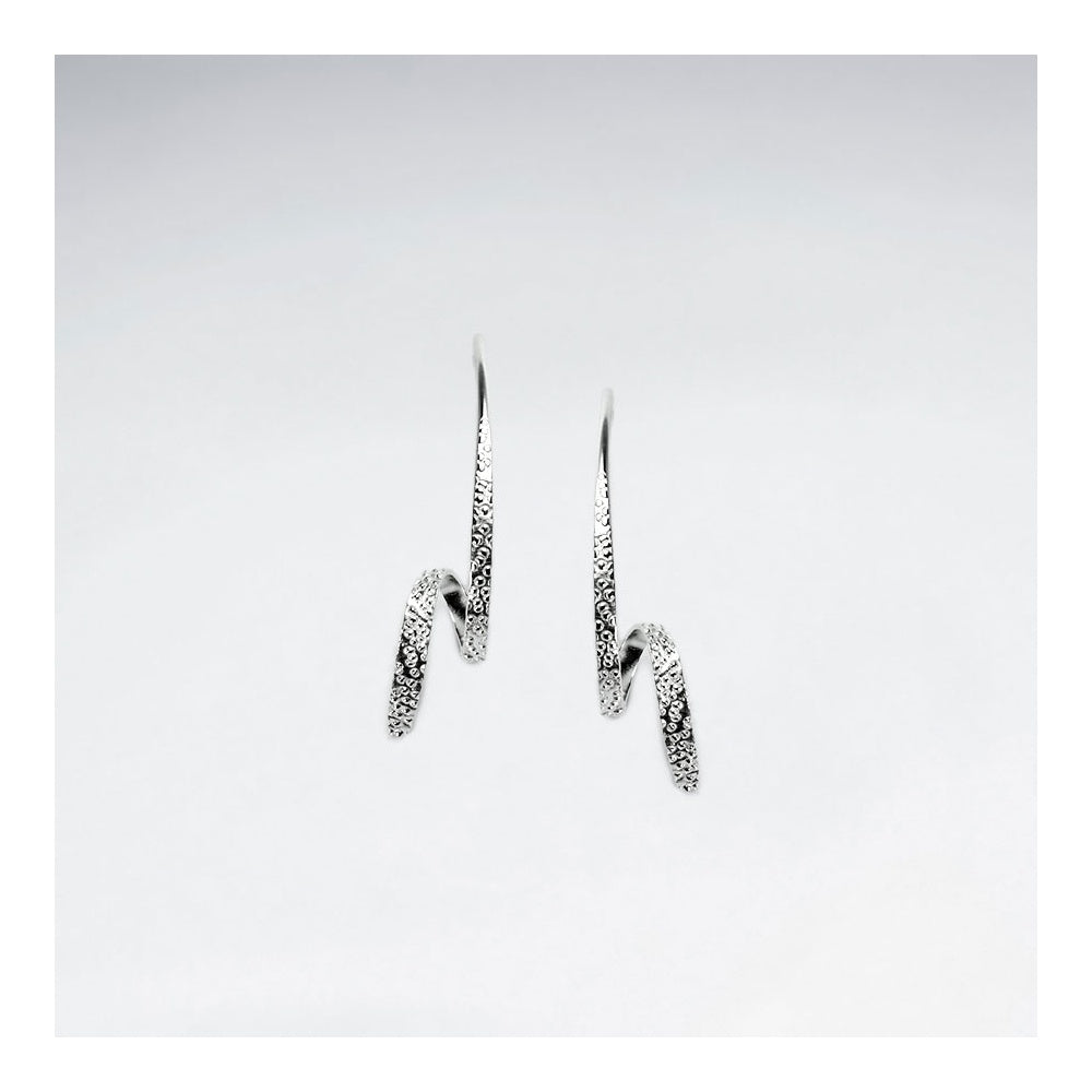 Luxe Modern Textured Zigzag Loop Earrings in Sterling Silver