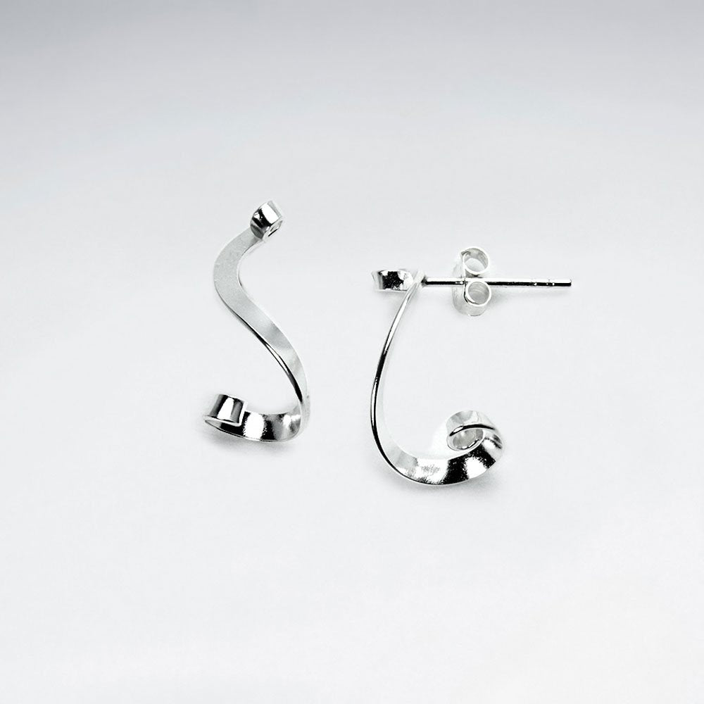 Sterling Silver Curled Stud Drop Earrings