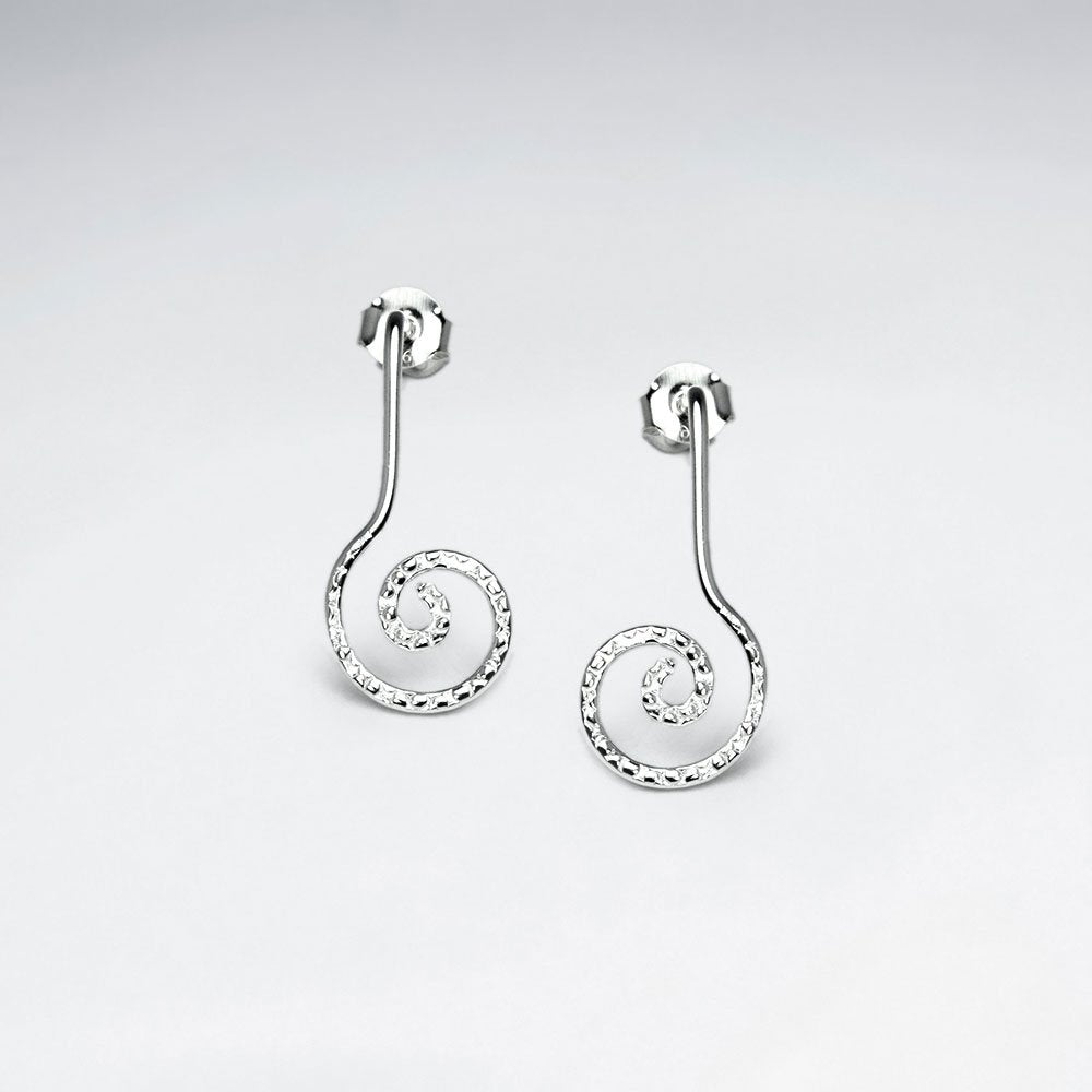 Hammered Sterling Silver Spiral Styled Stud Earrings