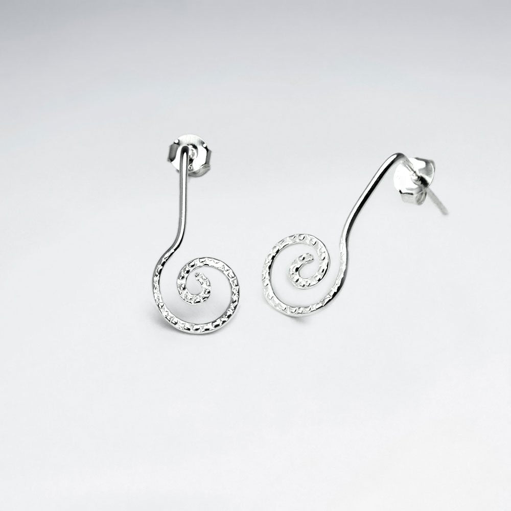 Hammered Sterling Silver Spiral Styled Stud Earrings