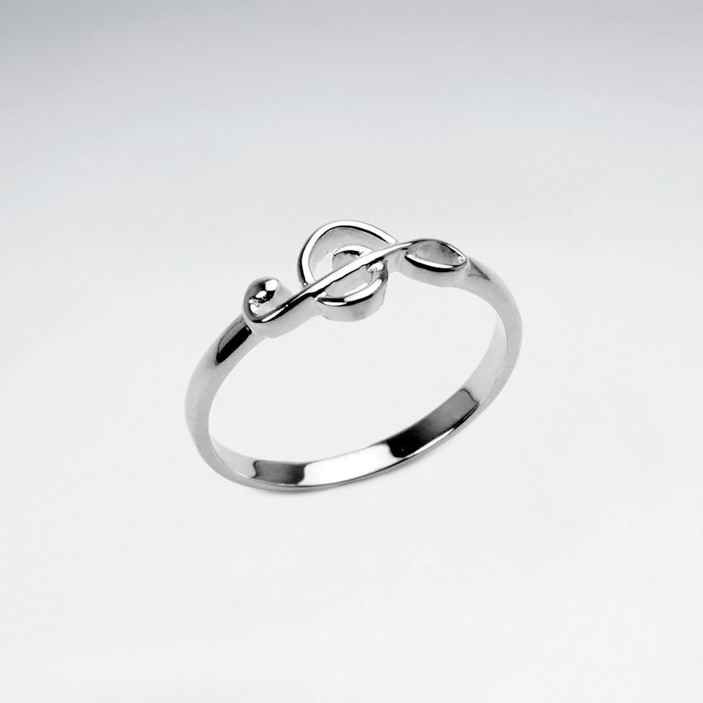 Sterling Silver Treble Clef Musical Note Ring
