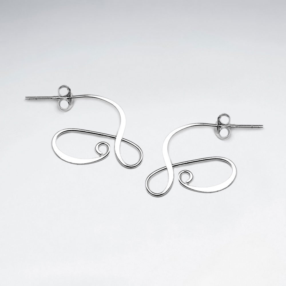 Organic Curves and Loops Sterling Silver Stud Earrings