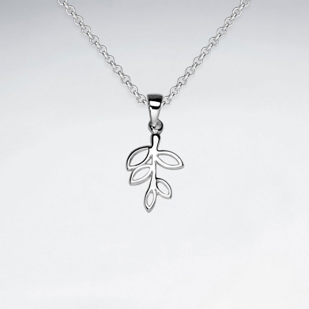 Sterling Silver Leaf Cutout Pendant