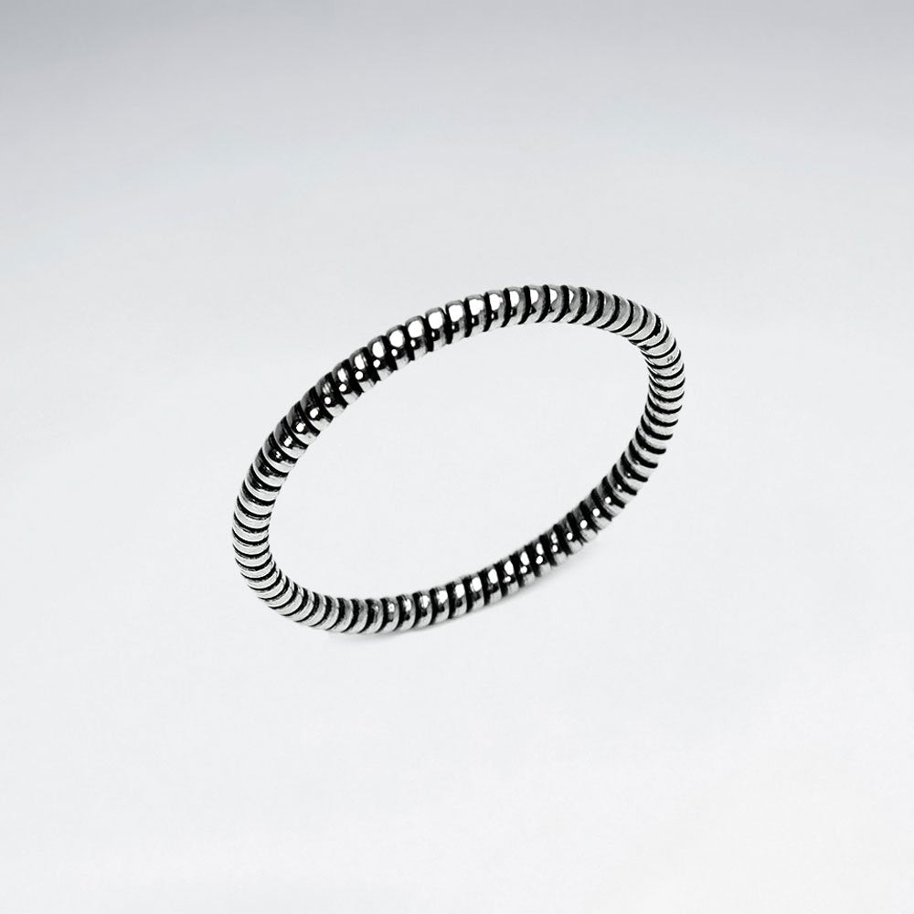 Oxidized Silver Spring Twist Textured Ring