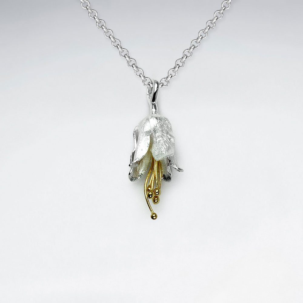 Sterling Silver Blooming Honeysuckle Flower Pendant