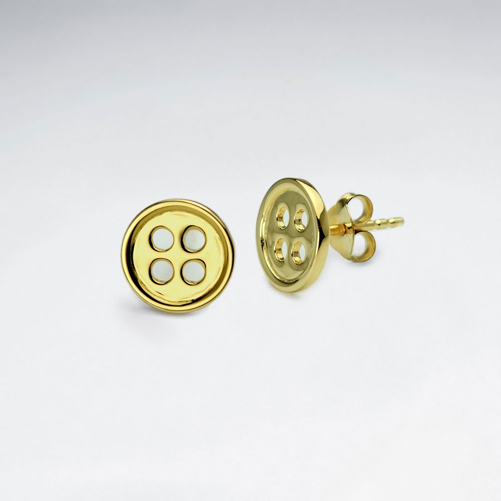 Sterling Silver Button Stud Earrings