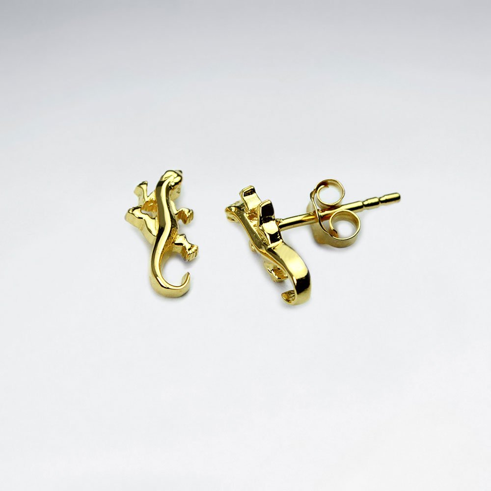 Sterling Silver Gecko Stud Earrings