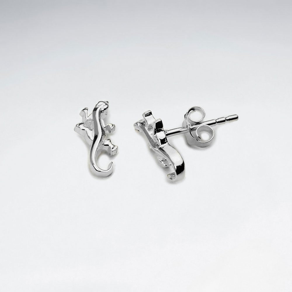 Sterling Silver Gecko Stud Earrings