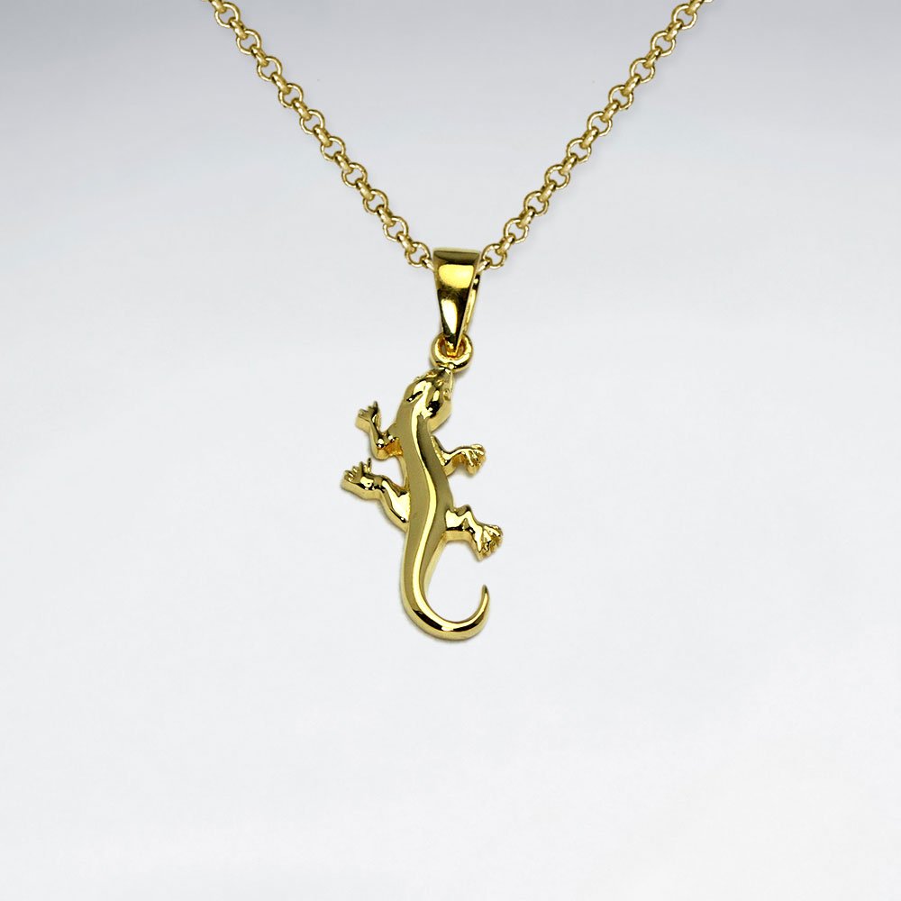 Polished Sterling Silver Gecko Pendant