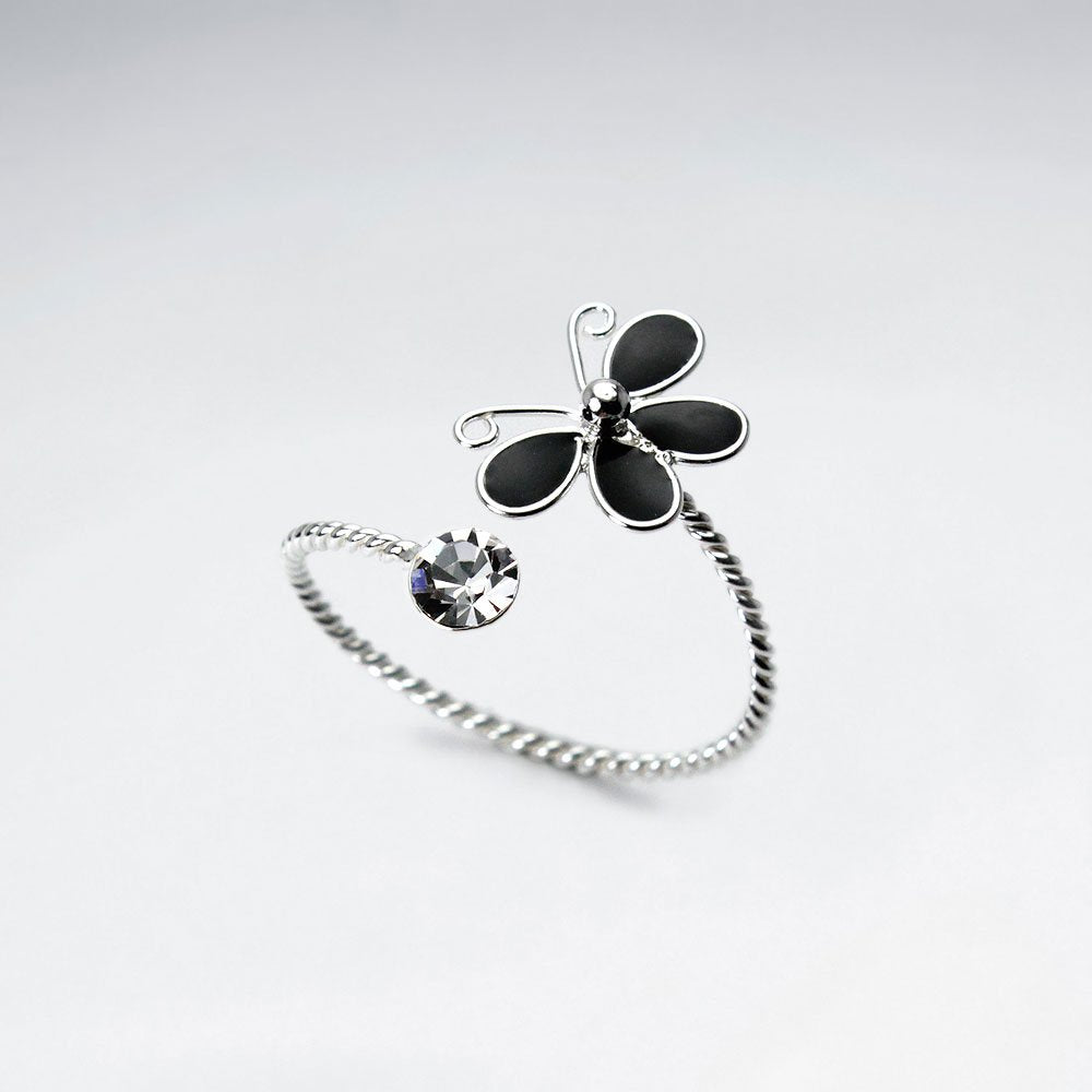 Wrap Style Sterling Silver Enamel Butterfly Ring
