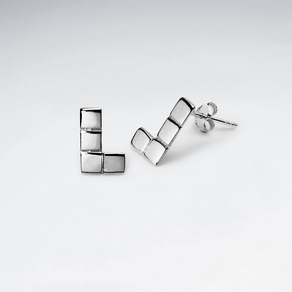 Sterling Silver L-Shaped Geometric Stud Earrings