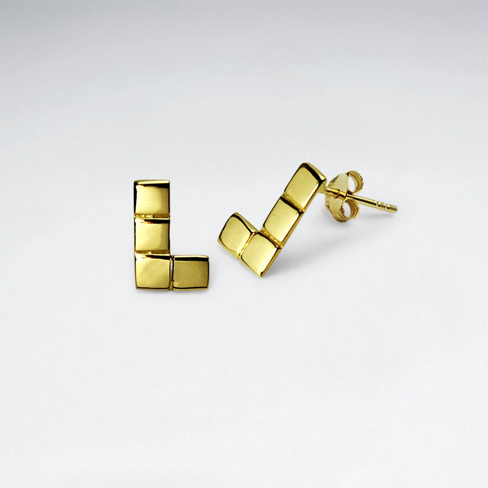 Sterling Silver L-Shaped Geometric Stud Earrings