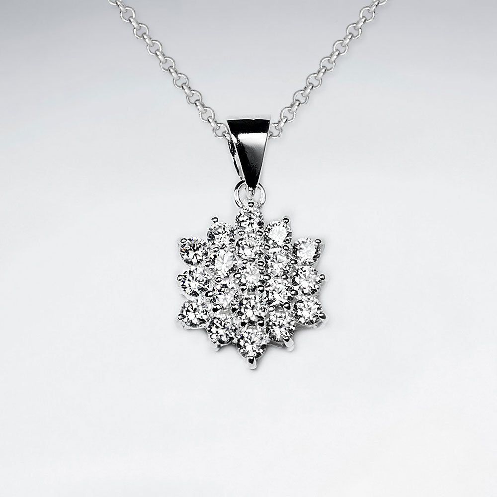 Snowflake Inspired Cubic Zirconia Pendant