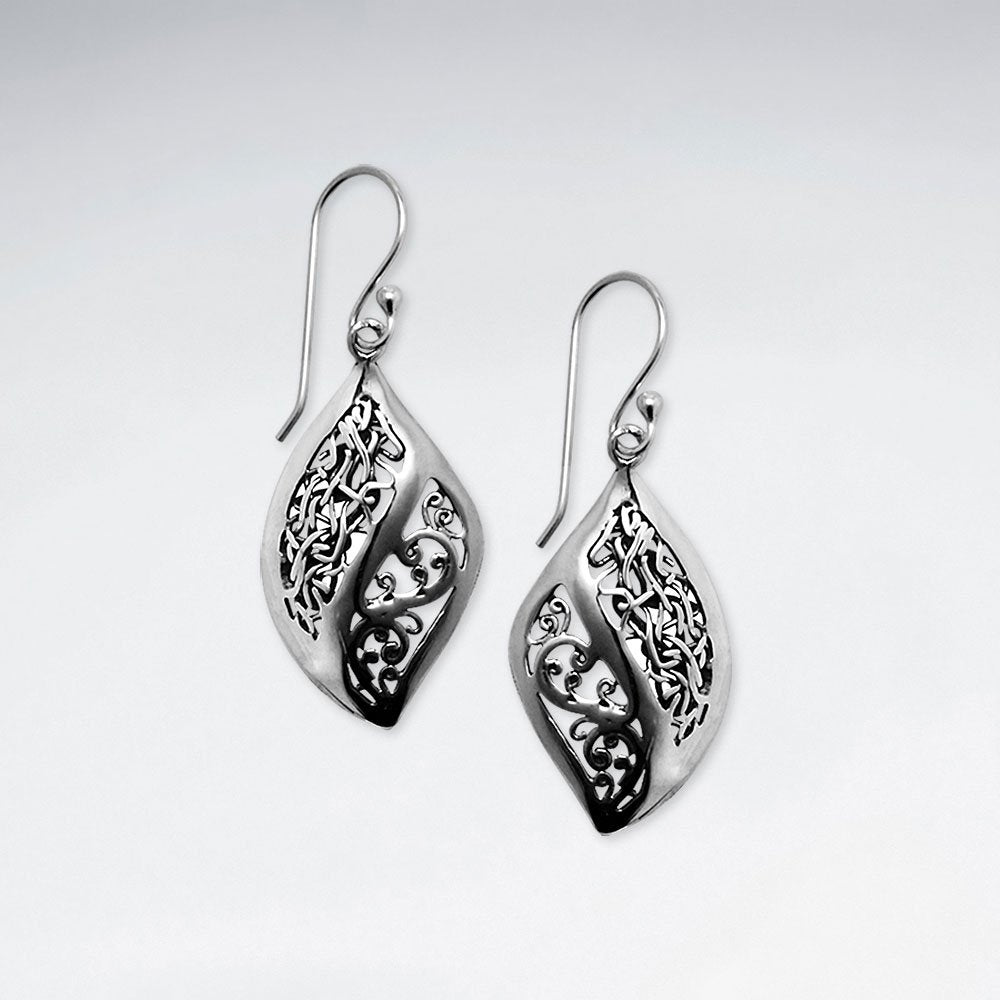 Oxidized Ornate Curves Dangle Earrings