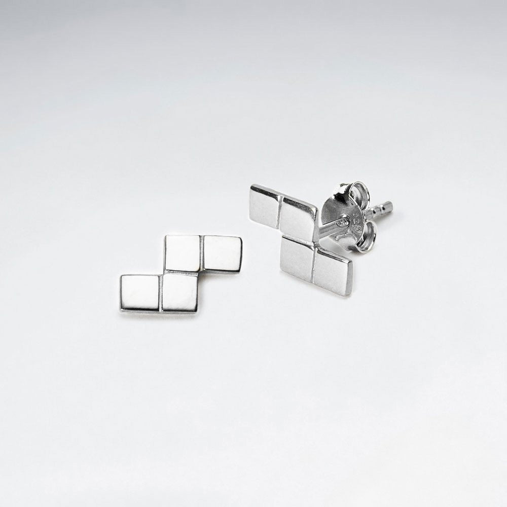 Glamorous Sterling Silver Geometric Style Stud Earrings