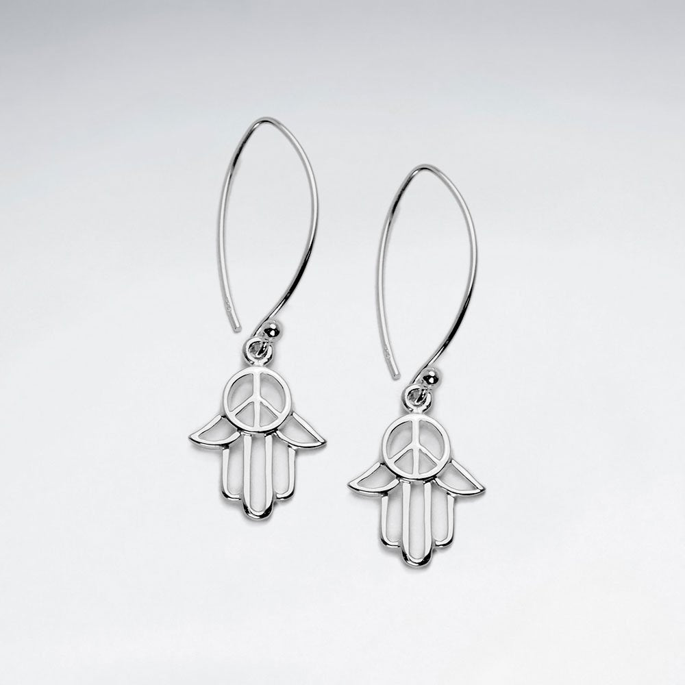 Sterling Silver Peace in Hand Threader Hook Earrings