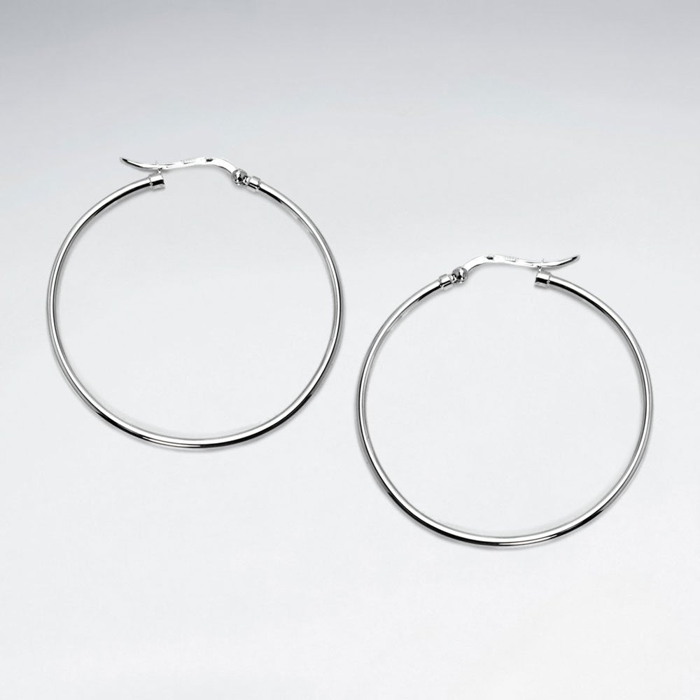 Slim Sterling Silver Large Hoops