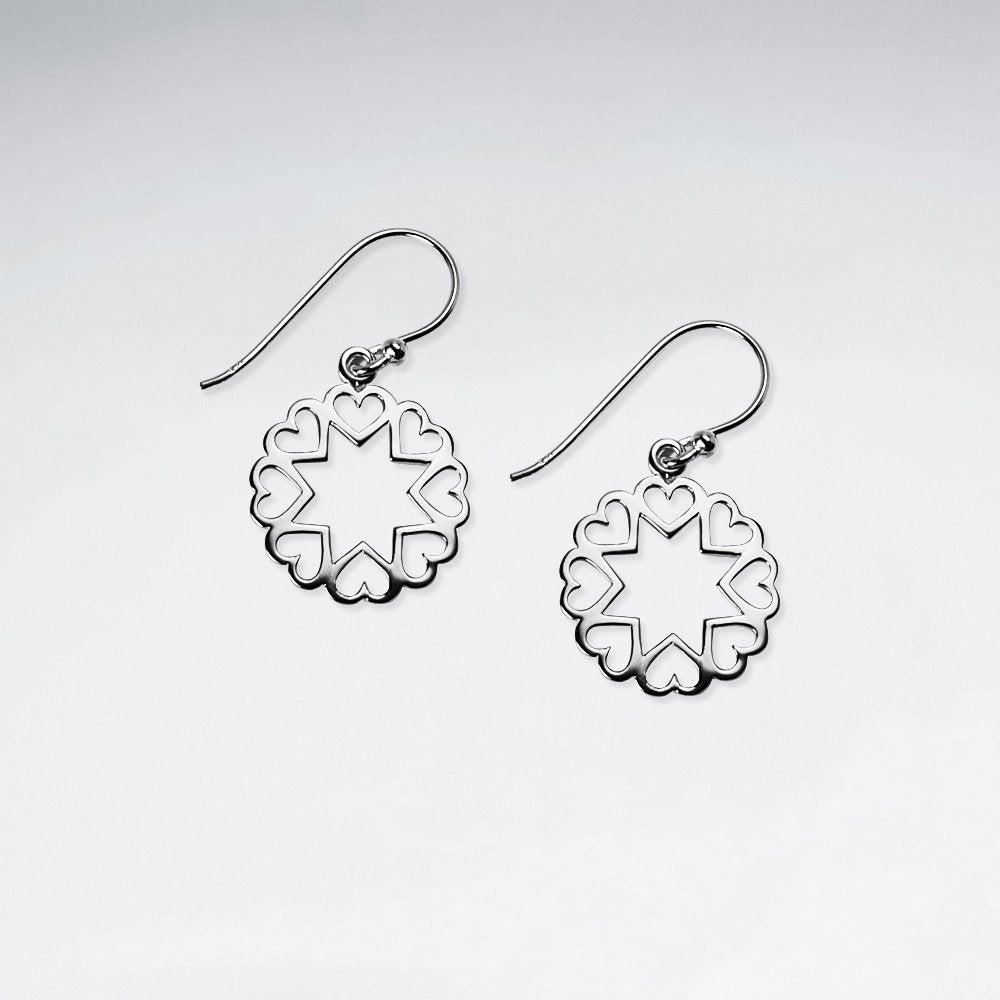 Stars and Hearts Cutouts Sterling Silver Dangle Earrings