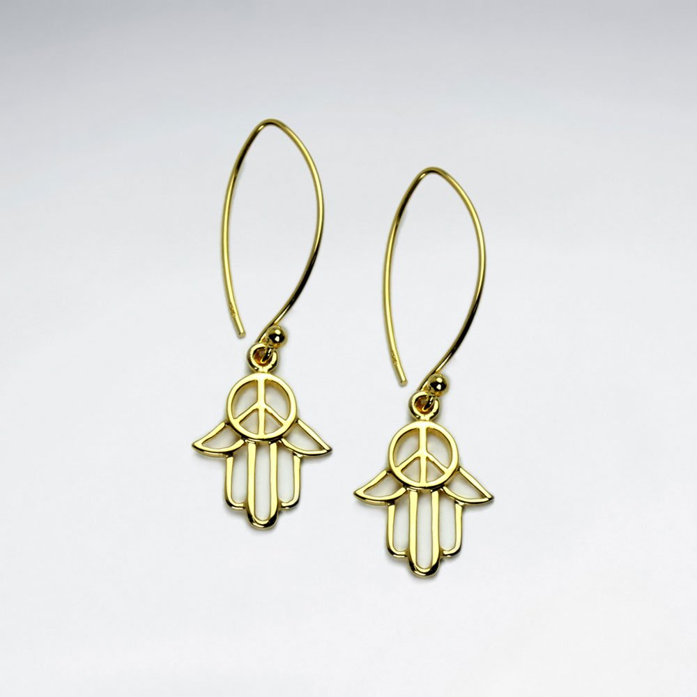 Sterling Silver Peace in Hand Threader Hook Earrings