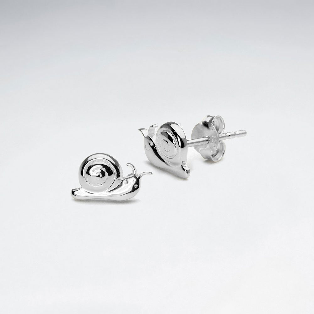 Polished Silver Snails Stud Earrings