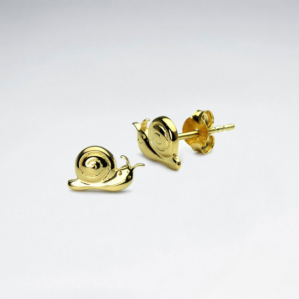 Polished Silver Snails Stud Earrings