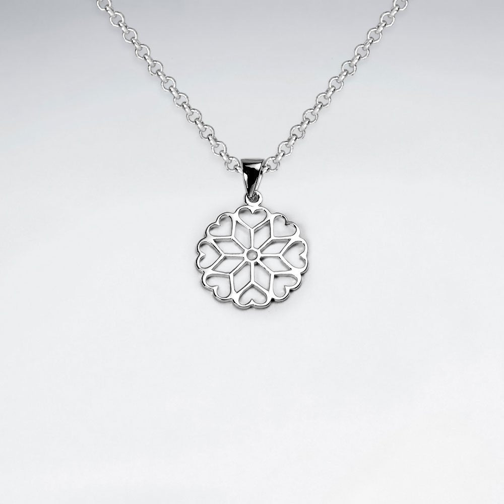 Sterling Silver Hearts and Star Openwork Pendant