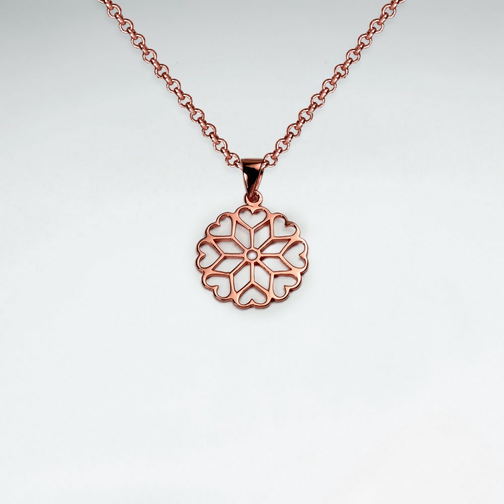 Sterling Silver Hearts and Star Openwork Pendant