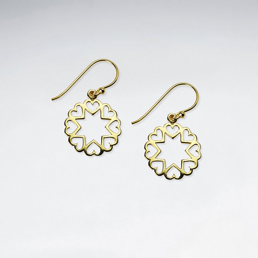 Stars and Hearts Cutouts Sterling Silver Dangle Earrings