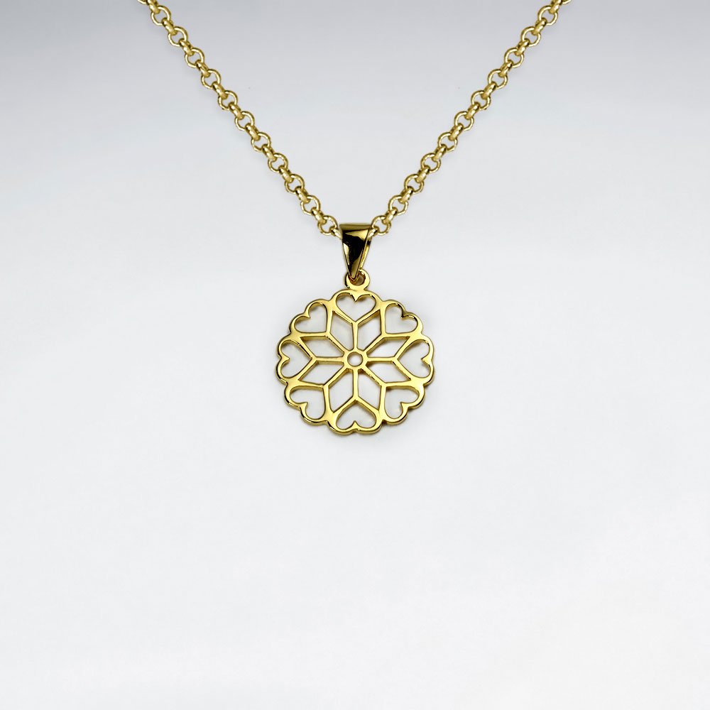 Sterling Silver Hearts and Star Openwork Pendant