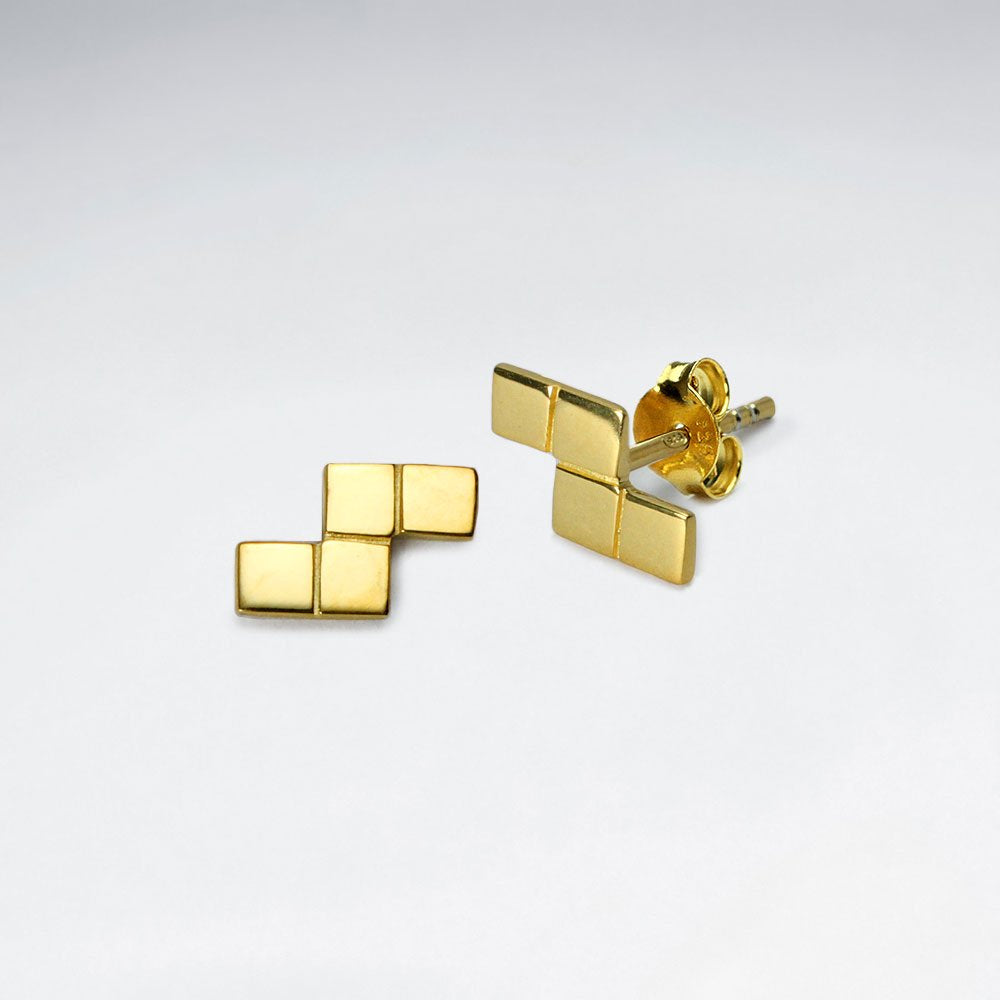 Glamorous Sterling Silver Geometric Style Stud Earrings
