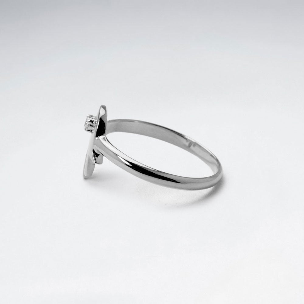 Harmonious Cubic Zirconia and Sterling Silver Organic Silhouette Ring