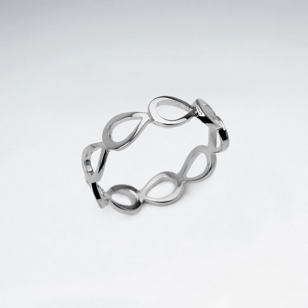 Sterling Silver Openwork Teardrops Wrap Ring