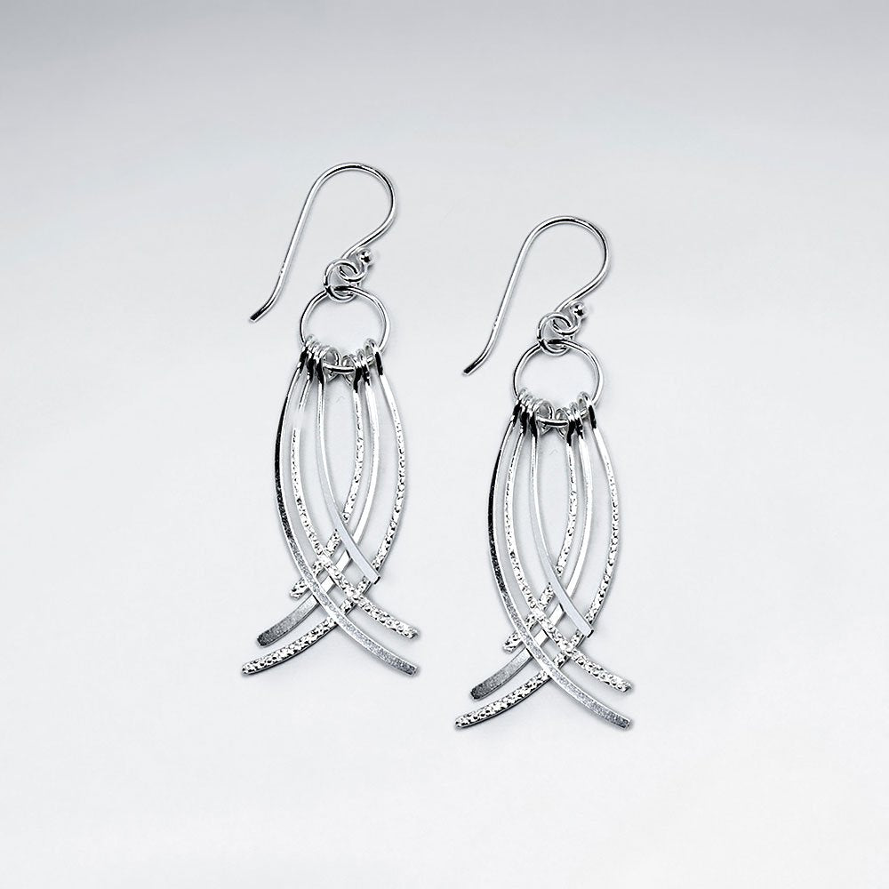 Sterling Silver Fringe Dangle Hook Earrings