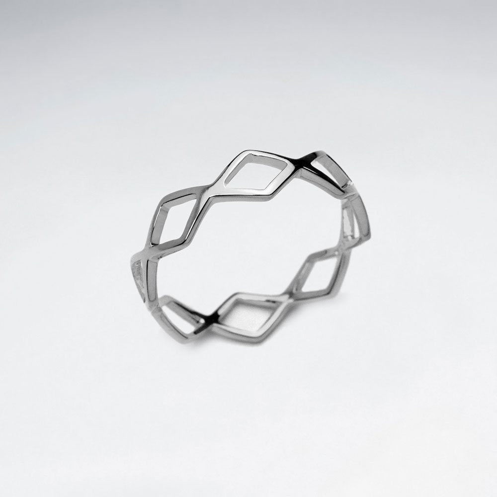 Sterling Silver Openwork Marquise Wrap Ring