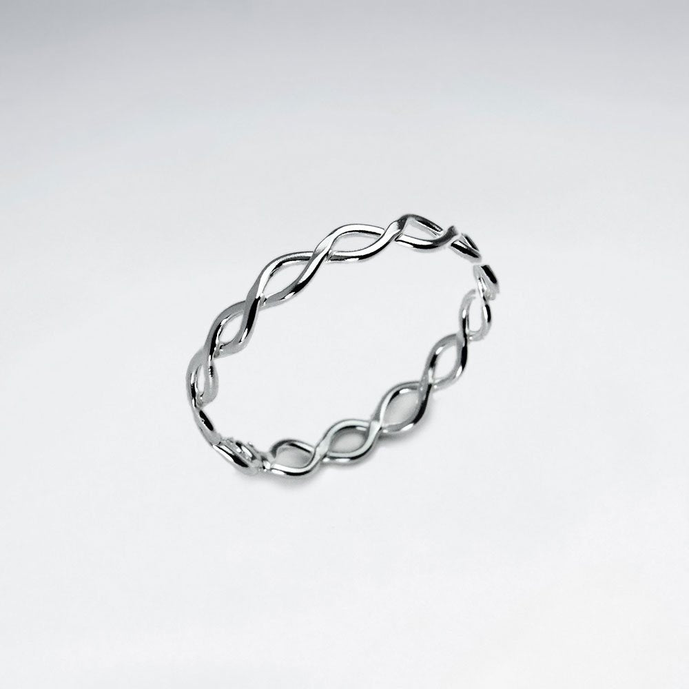 Dainty Openwork Twist Band Sterling Silver Ring