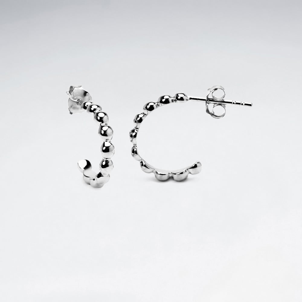 Sterling Silver Half Hoop Chain-Style Earrings