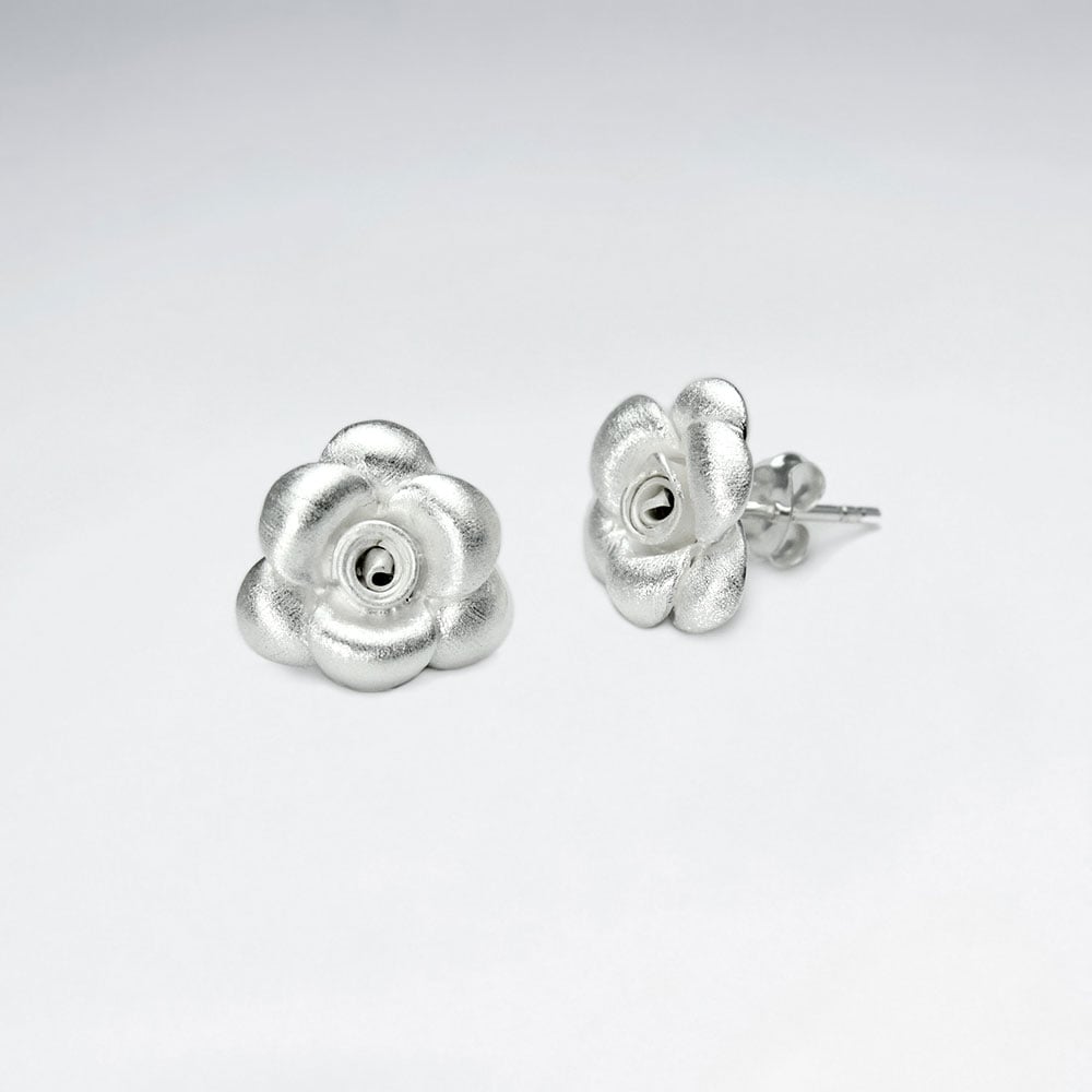 Sterling Silver Dainty Rosebud Stud Earrings