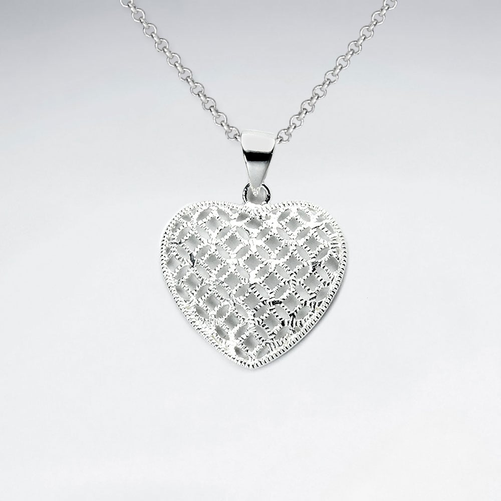 Oxidized Intricate Filigree Oxidized Silver Heart Pendant